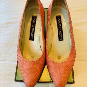 PINK MAUD FRIZON unique snake skin shirt heels